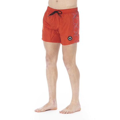 Red Polyester Men Swim Trunk