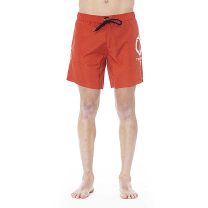 Red Polyester Men Swim Trunk