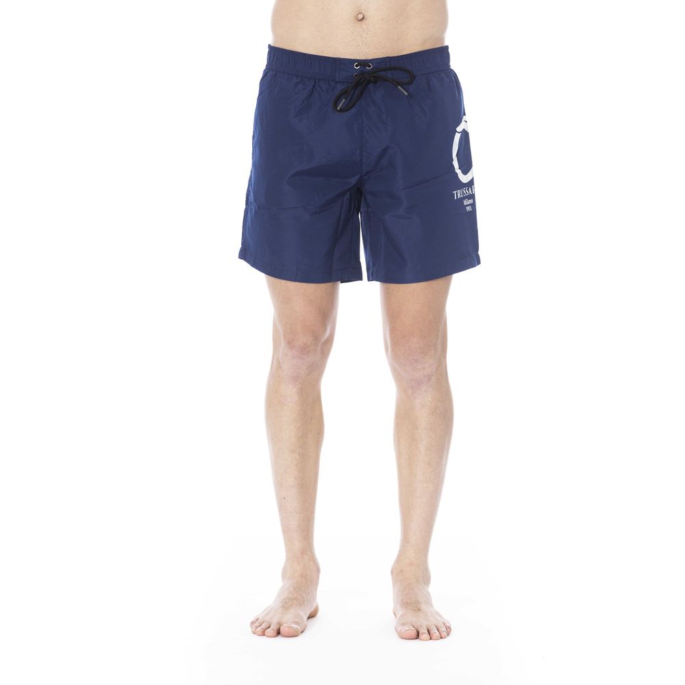 Blue Polyester Men Swim Trunk