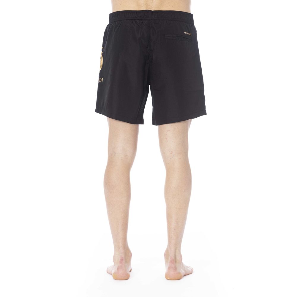 Black Polyester Men Swim Trunk