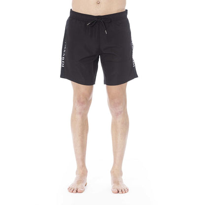 Black Polyester Men Swim Trunk