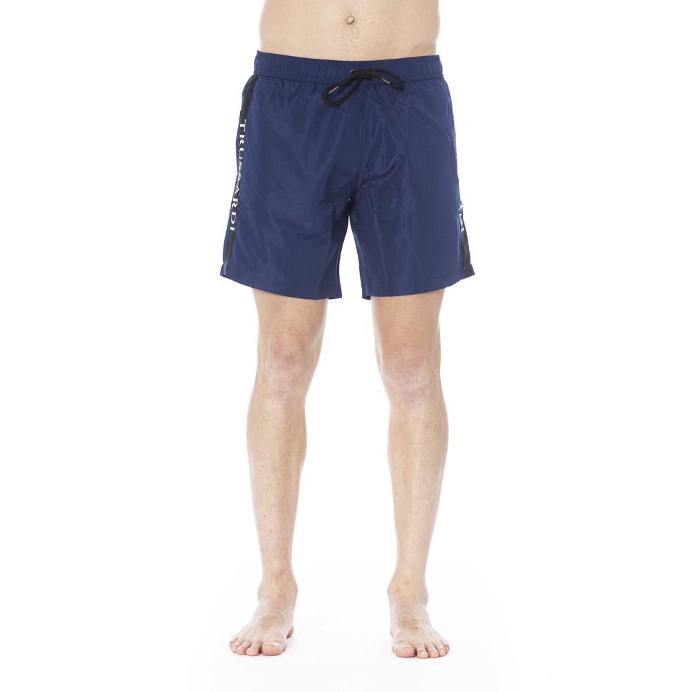 Blue Polyester Men Swim Trunk