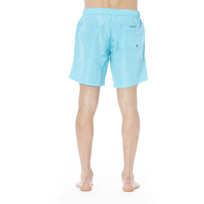 Light Blue Polyester Men Swim Trunk