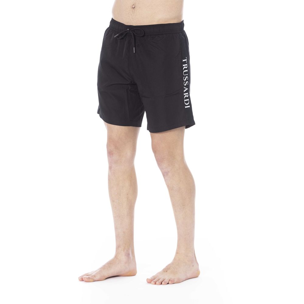 Black Polyester Men Swim Trunk