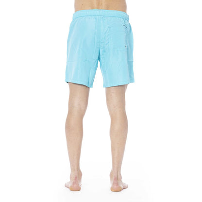 Light Blue Polyester Men Swim Trunk