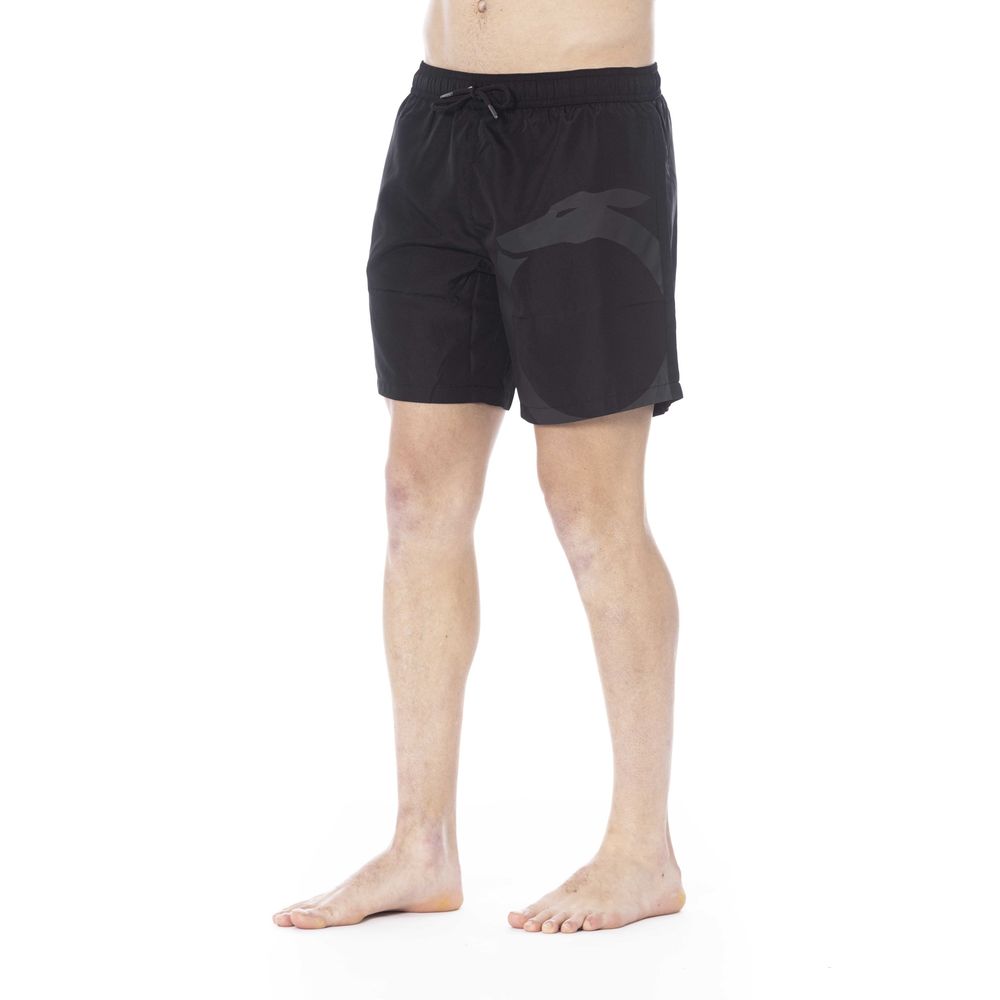 Black Polyester Men Swim Trunk