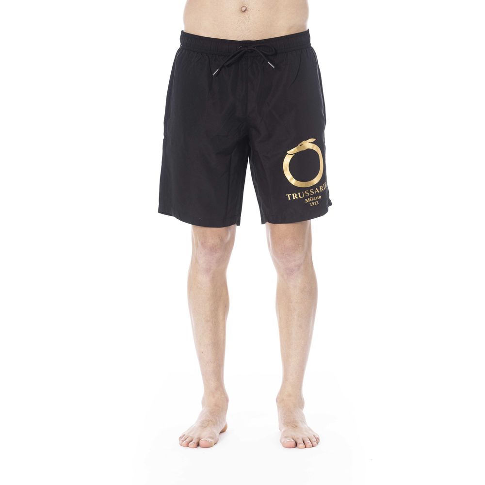 Black Polyester Men Swim Trunk