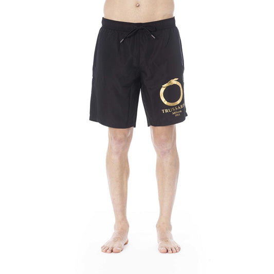 Black Polyester Men Swim Trunk