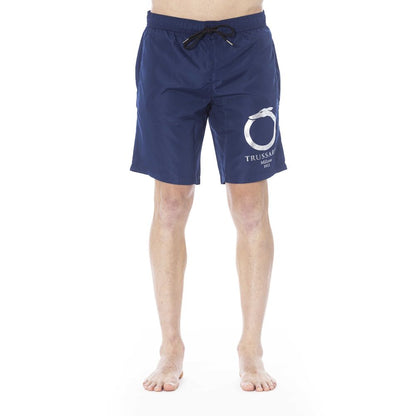 Blue Polyester Men Swim Trunk