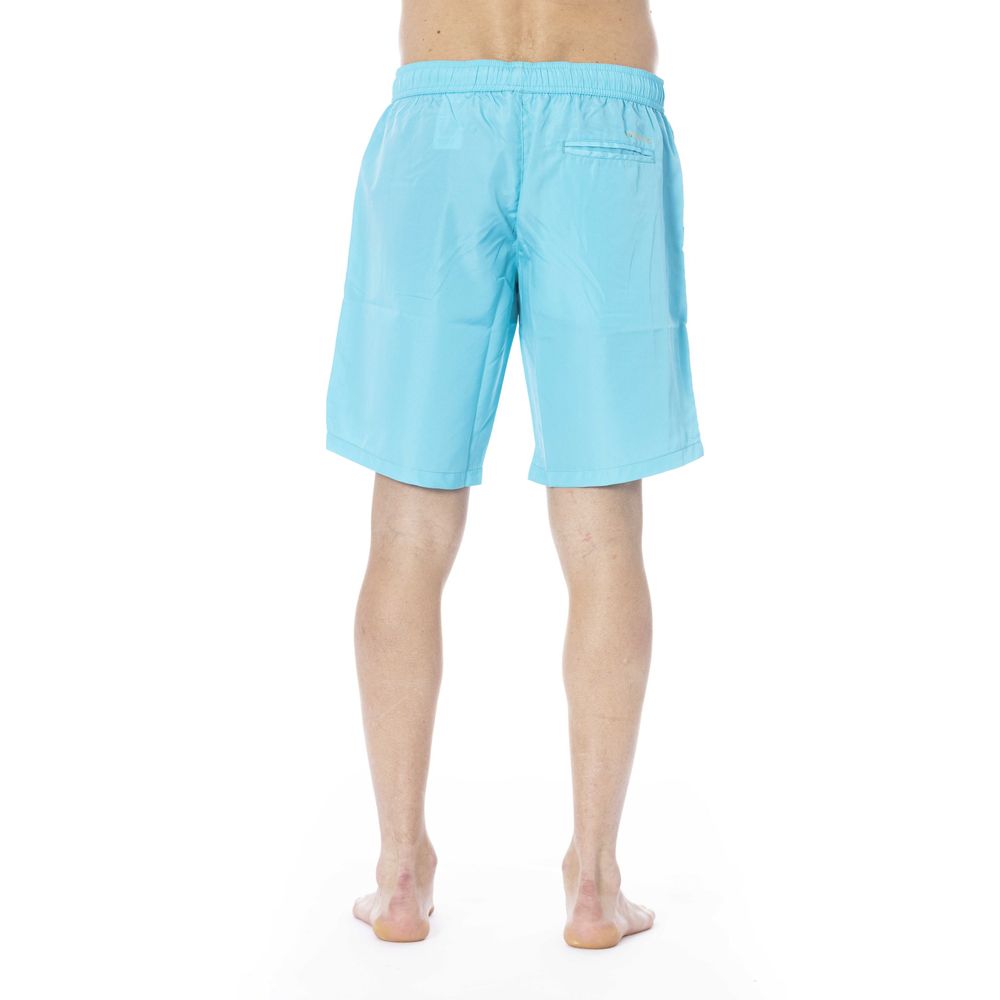 Light Blue Polyester Men Swimwear