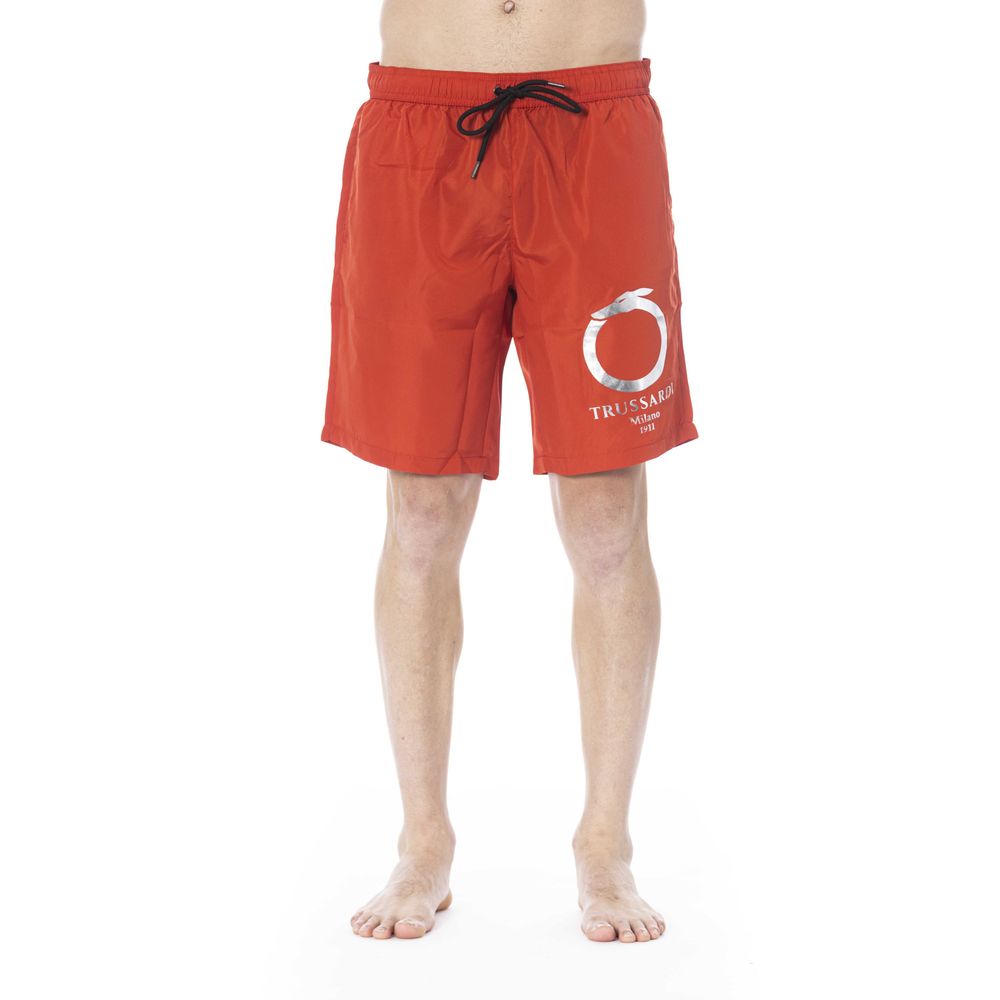 Red Polyester Men's Swim Trunk