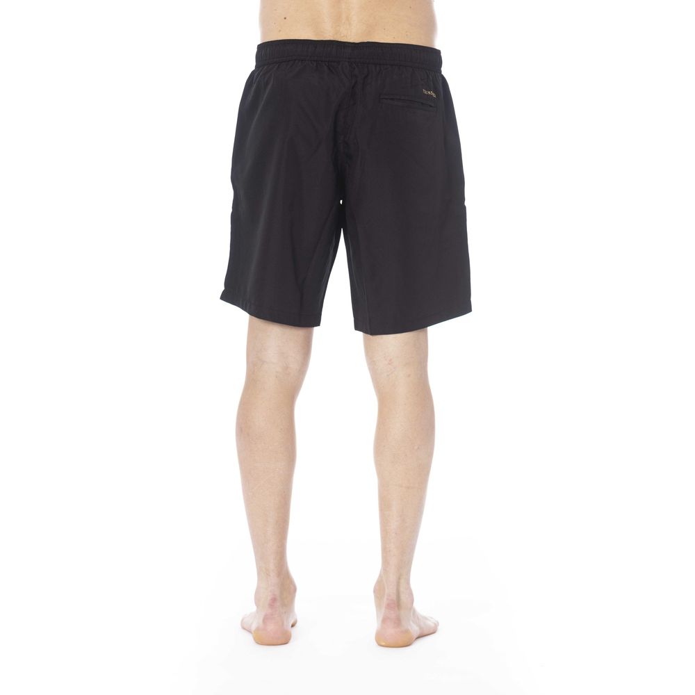 Black Polyester Men Swim Trunk