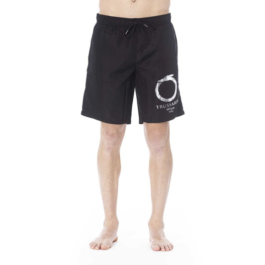 Black Polyester Men Swim Trunk