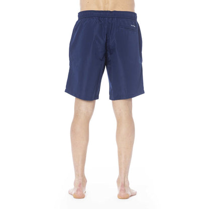 Blue Polyester Men Swim Trunk