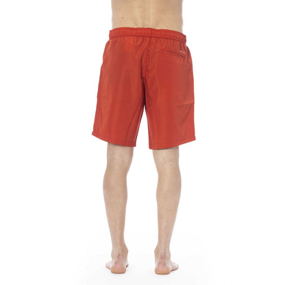 Red Polyester Men's Swim Trunk