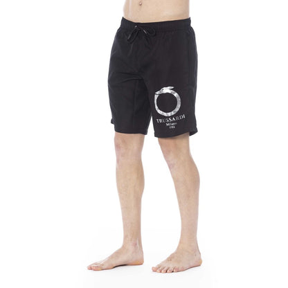 Black Polyester Men Swim Trunk