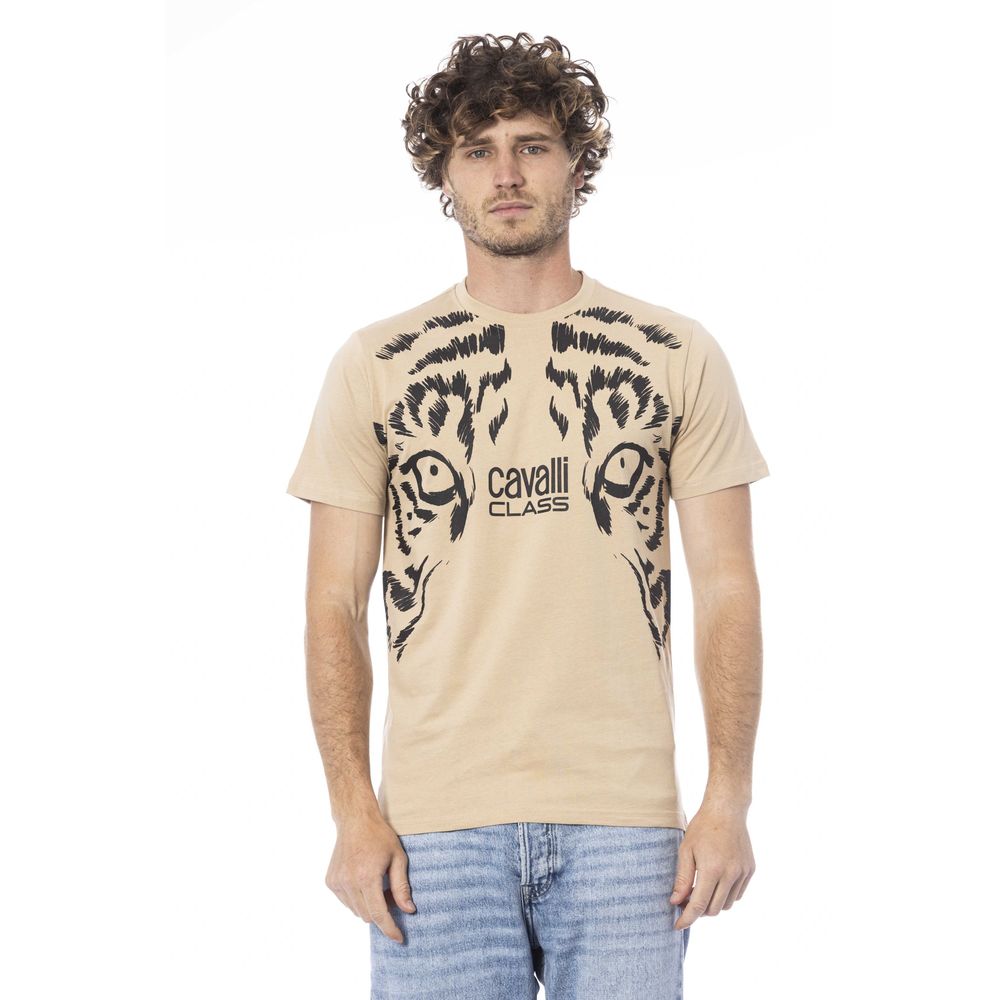 Beige Cotton Men T-Shirt