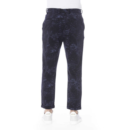 Blue Cotton Men Pant