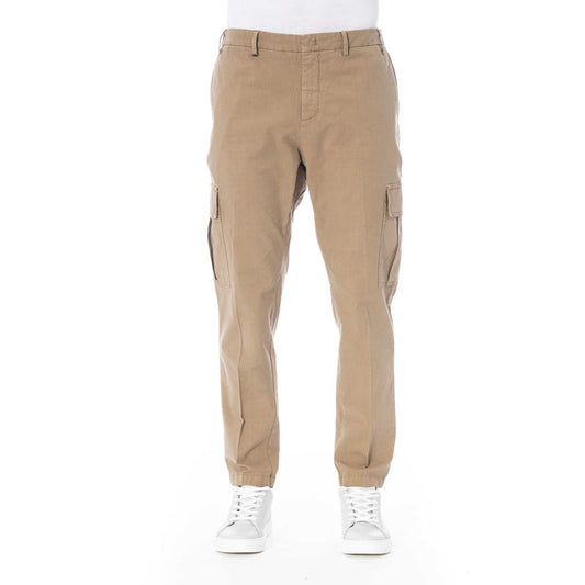 Beige Cotton Men Pant