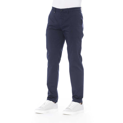 Blue Cotton Men Pants