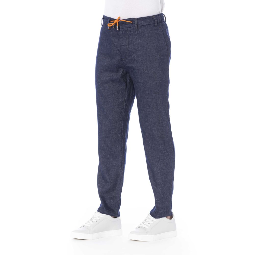 Blue Cotton Men Pant