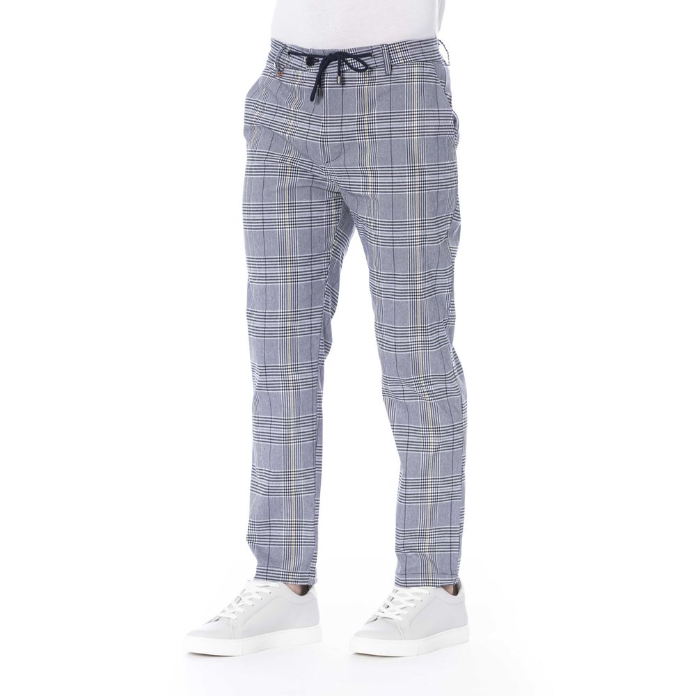 Blue Polyester Men Pant