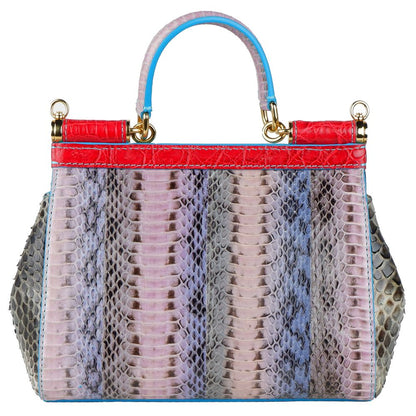 Multicolor Leather Di Crocodile Handbag