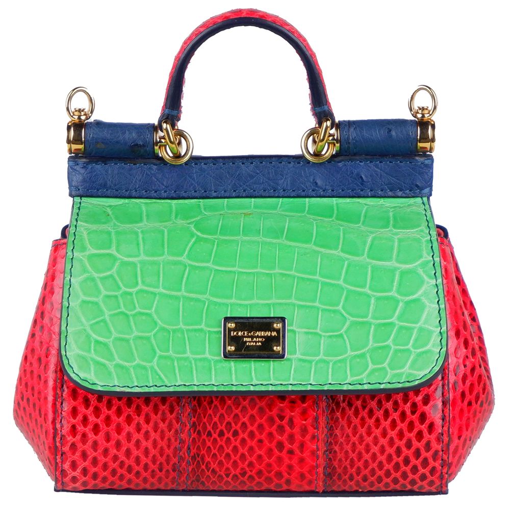 Multicolor Leather Di Crocodile Handbag