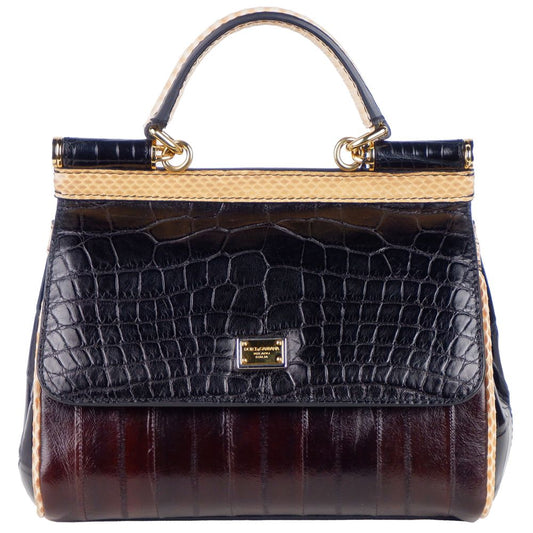 Multicolor Leather Di Crocodile Handbag