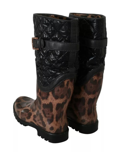 Black Brown Leopard Booties Boots Shoes