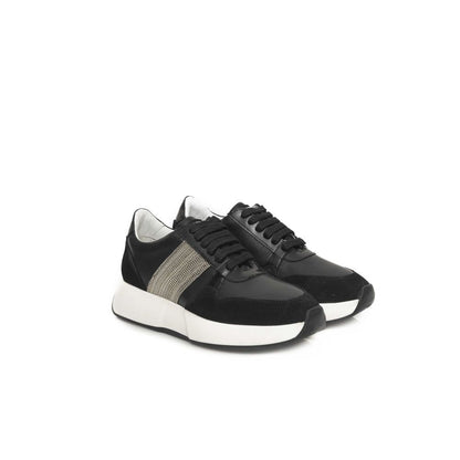 Black Leather Women Sneaker