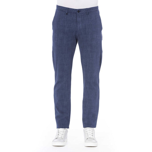 Blue Cotton Men Pant