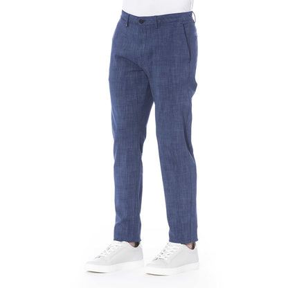 Blue Cotton Men Pant