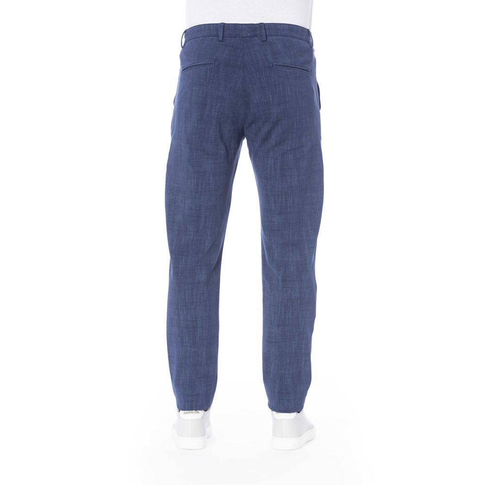 Blue Cotton Men Pant