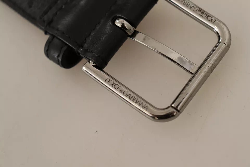 Green Logo Print Cintura Silver Buckle Belt