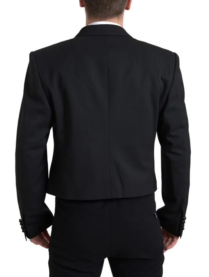 Black Double Breasted Cropped Blazer SICILIA