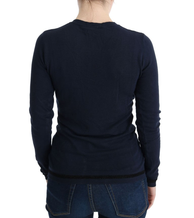 Elegant Blue V-Neck Sweater