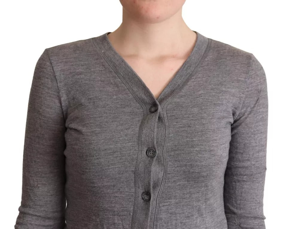 Gray Wool Button Down Cardigan Sweater