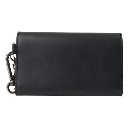 Black Leather Logo Embossed Men Mini Shoulder Bag