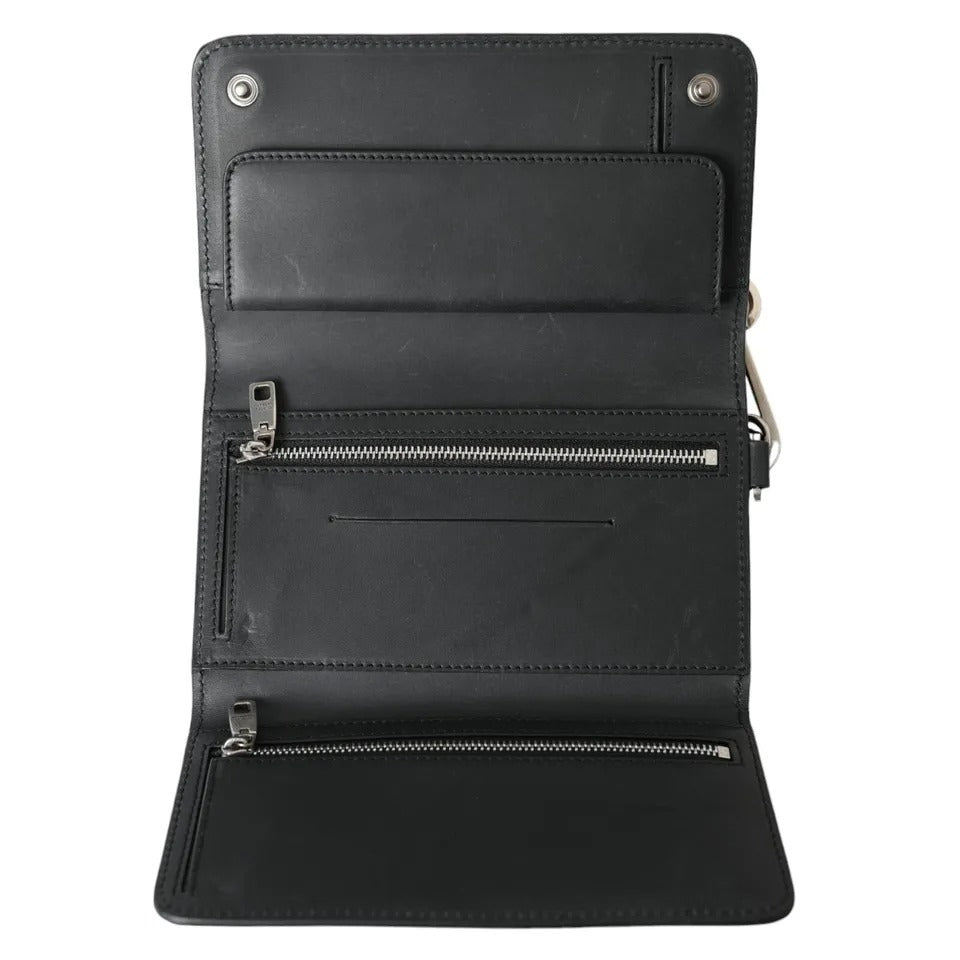 Black Leather Logo Embossed Men Mini Shoulder Bag