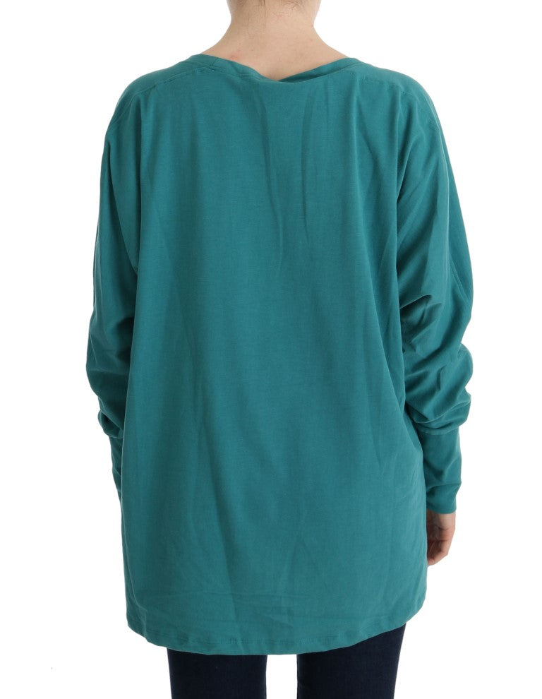 Elegant Crewneck Cotton Sweater in Green