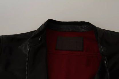 Black Lamb Leather Biker Coat Jacket