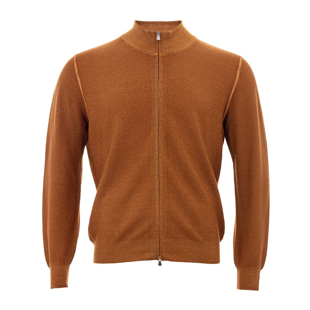 Chic Orange Wool Cardigan for Men