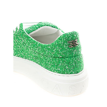 Emerald Elegance Leather Sneakers