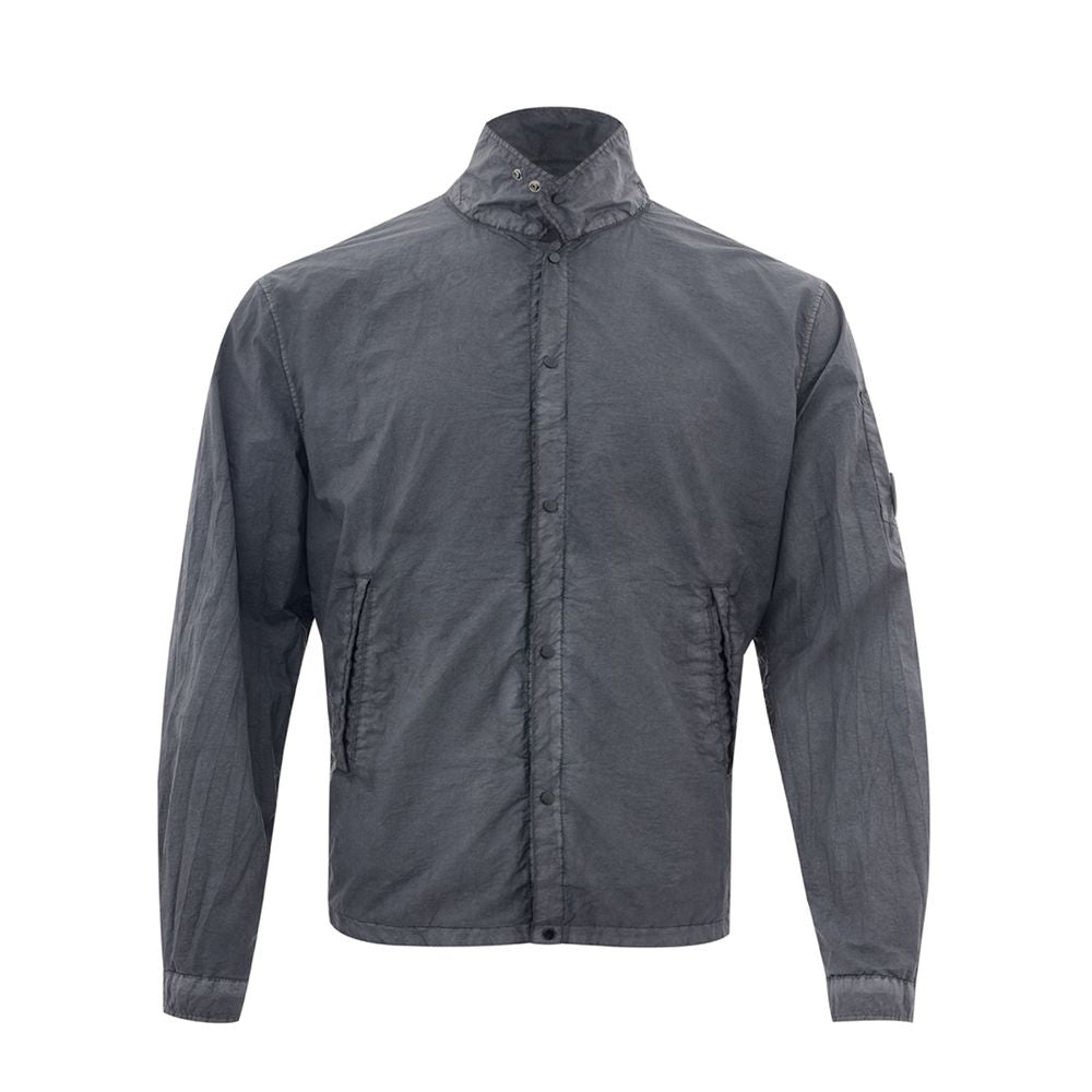 Sleek Black Polyamide Men's Jacket