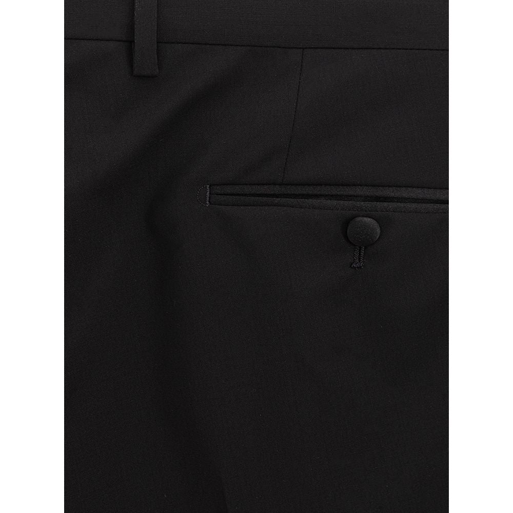 Sleek Black Wool Trousers for Men