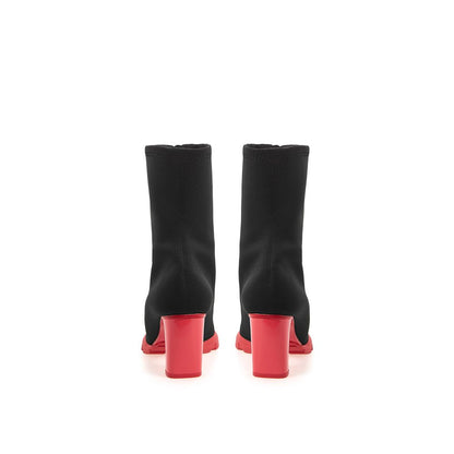 Sleek Neoprene and Leather Black Boots