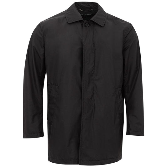 Sleek Black Polyamide Men's Jacket