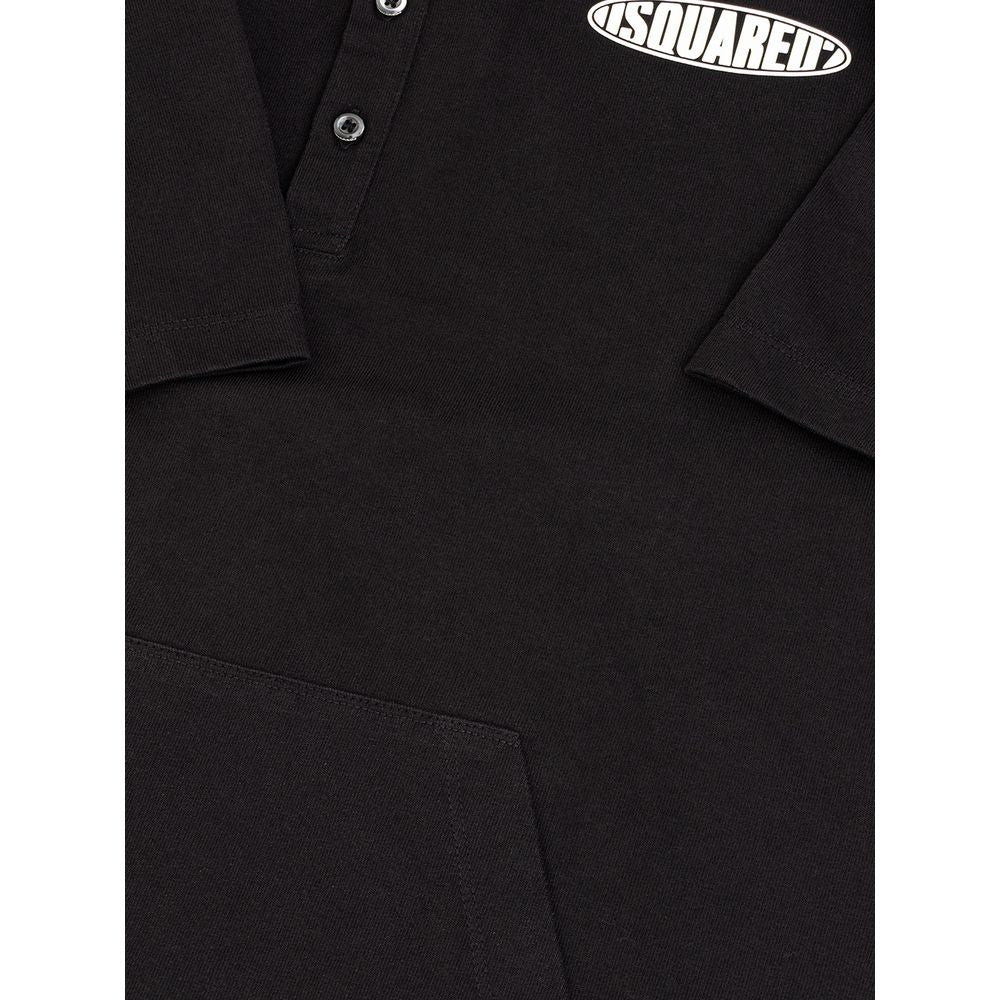 Sleek Black Cotton Polo for Modern Men