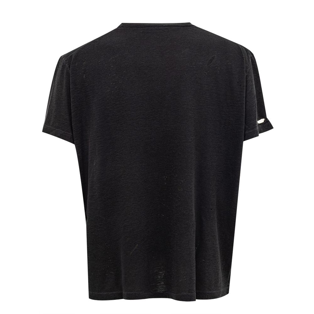 Sleek Black Cotton Tee for the Modern Man